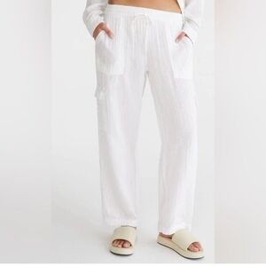 Aéropostale White Gauze Wide-Leg Cargo Pants – Lightweight | Small